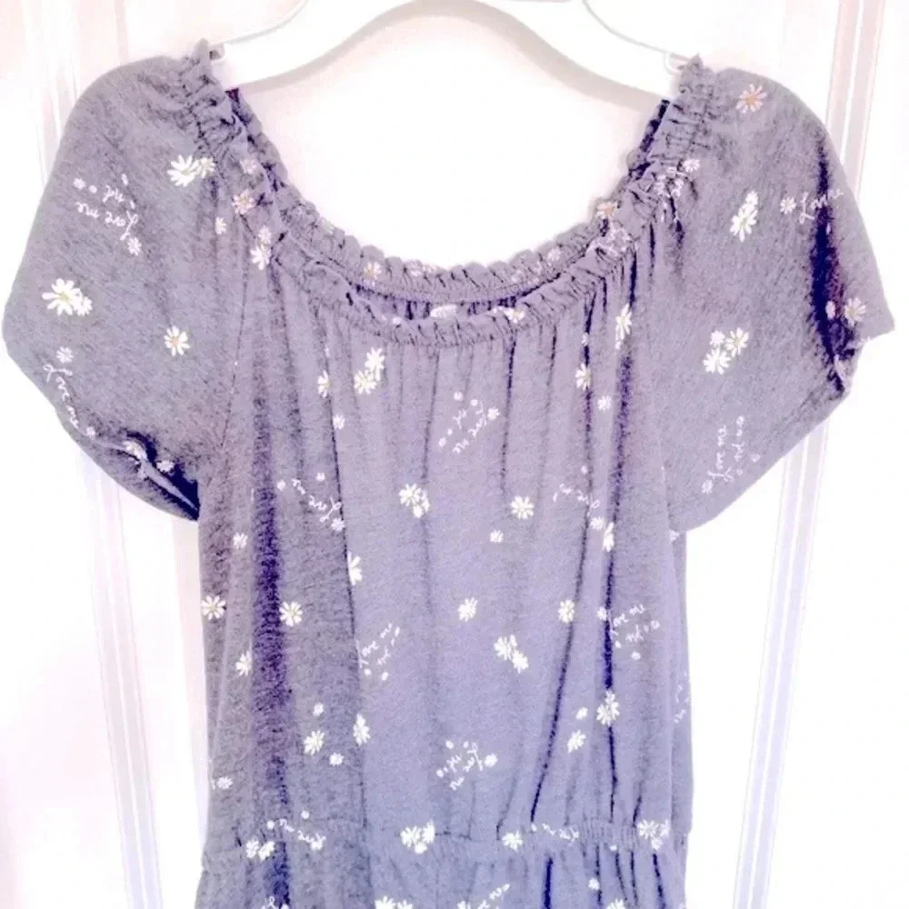 Old Navy Girl’s Size 12 Charcoal Gray Daisy Romper